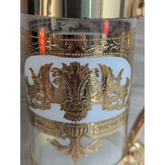 Russian Martini Pitcher and Glasses with Raised Embossed Gold Trim - Picture 2 of 10